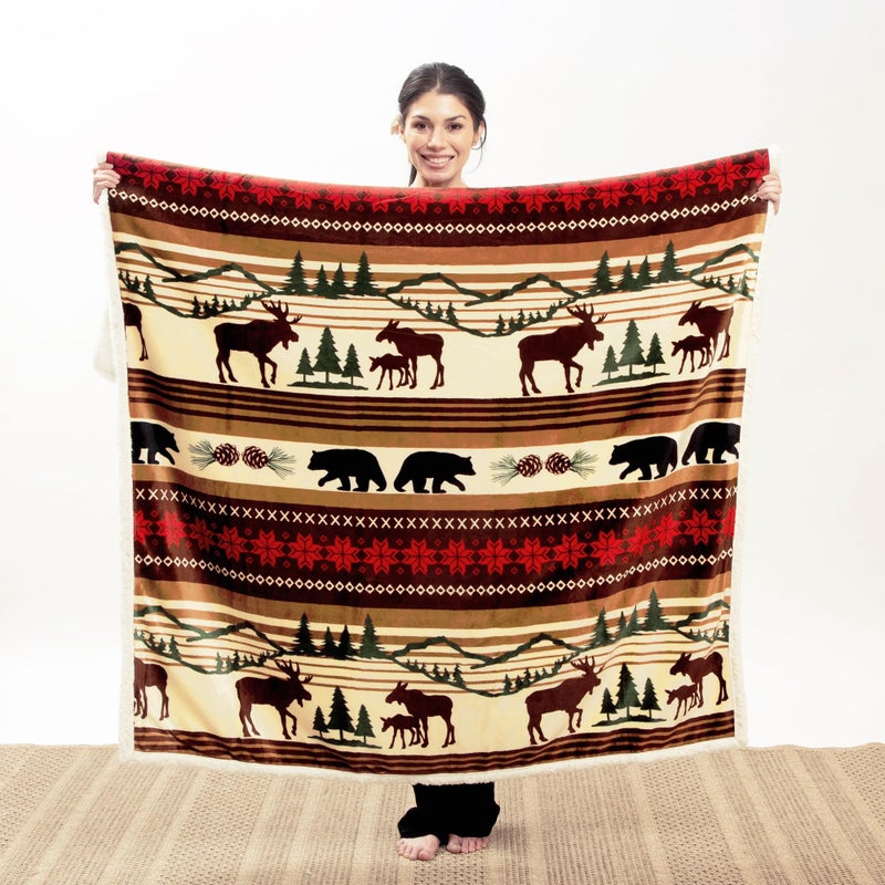 CARSTENS, INC. Ultra Premium Super Soft Plush Sherpa Fleece Oversized Throw Blanket 54" x 68", Hinterland - Image 4